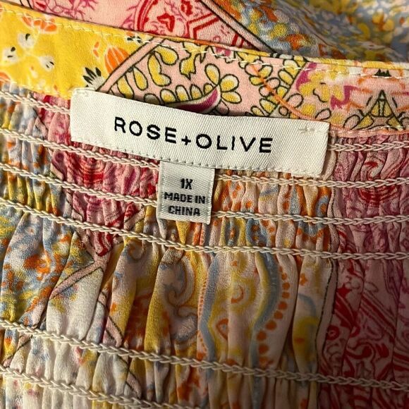 Rose & Olive 1X yellow and pink blouse - 2786 - Picture 3 of 4